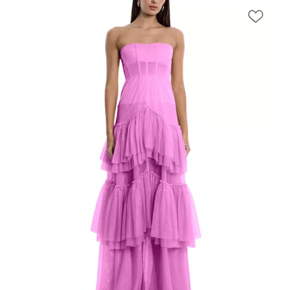BCBGMaxAzria Strapless Pink Tiered Dress